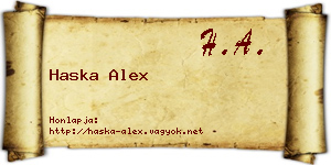 Haska Alex névjegykártya